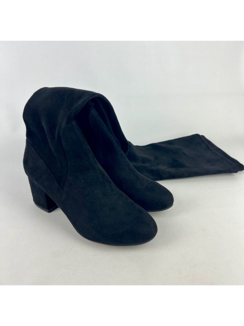 Steve Madden Womens Isaac Black Faux Suede Over the Knee Boots Block Heel size 6 - Picture 3 of 13